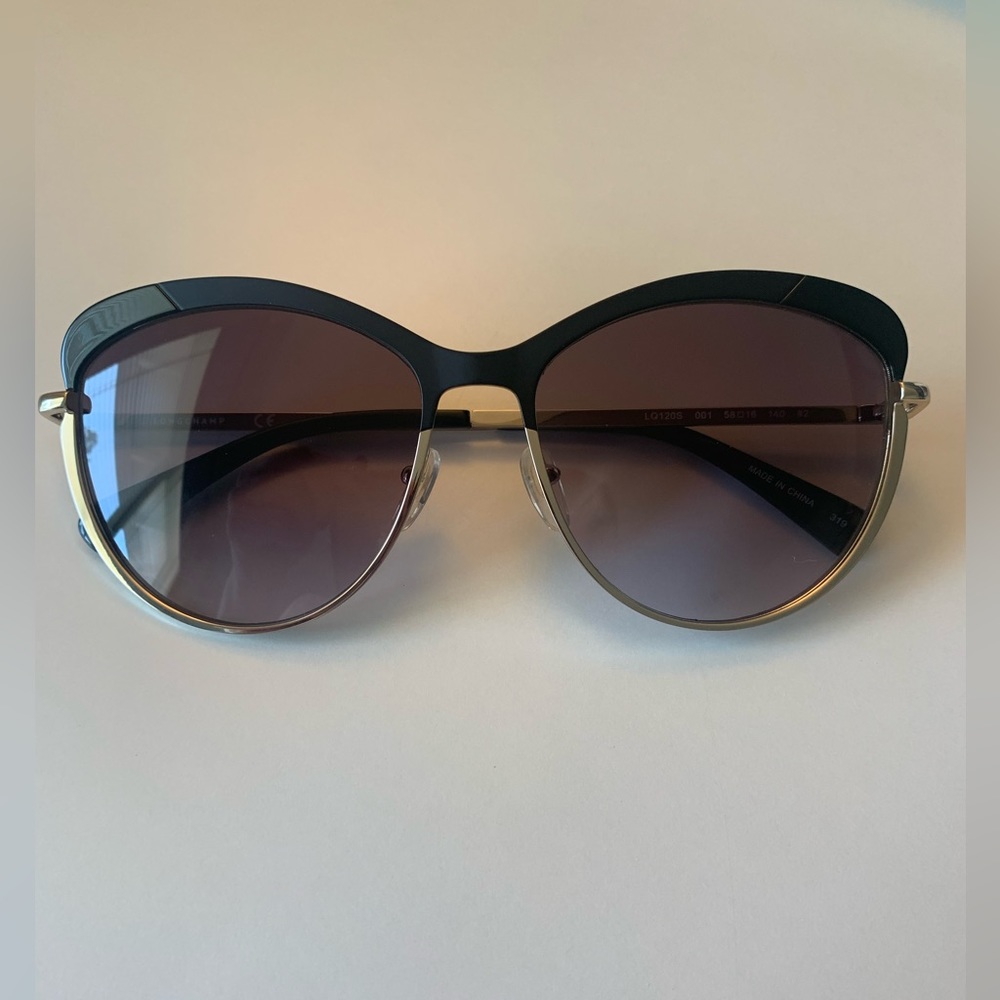 Longchamp sunglasses. Black and gold.